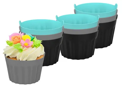 Obrázok produktu pre Sada 9 silikónových formičiek na muffiny, vhodné do fritézy