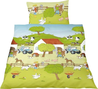 Produktbild von JACK by Bierbaum Kinder Renforce Bettwäsche 2 tlg. 100x135cm Bauernhof Tiere