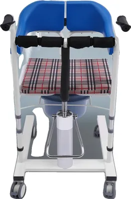 Zdjęcie produktu dla Hydrauliczny wózek inwalidzki, udźwig 90 kg, oparcie 180°, waga netto 28,5 kg, wysokość podnoszenia 42-61 cm