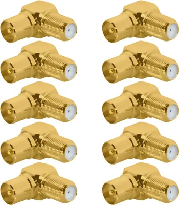 Produktbild von ARLI 10x 90° Winkeladapter – Antennenstecker 9,5 mm auf F-Kupplung vergoldet für TV SAT DVB-T2 DVB-C2 DAB