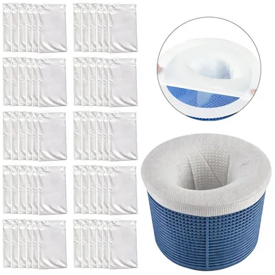 Produktbild von Pool Skimmer Socken 50er Pack wiederverwendbar – Filternetze für Pumpe Filter & Skimmerkorb | Für Aufstell- & Einbaupools