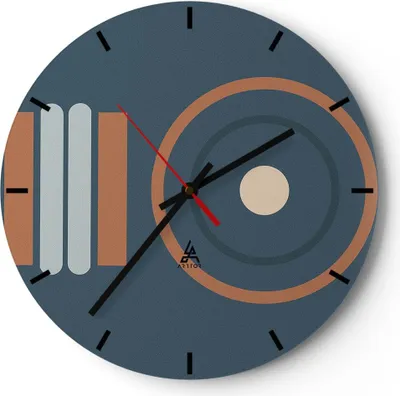 Produktbild von Wanduhr - Rund - Glasuhr - Abstrakt modern Muster - 30x30cm - Schleichendes Uhrwerk - Lautlos - zum Aufhängen bereit - Dekoration Modern - Wanddekoration aus Glas - C3AR30x30-4567