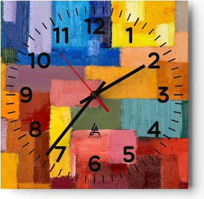 Produktbild von Wanduhr - Quadrat - Glasuhr - Abstraktion modern - 30x30cm - Schleichendes Uhrwerk - Lautlos - zum Aufhängen bereit - Dekoration Modern - Wanddekoration aus Glas - C4AC30x30-3703