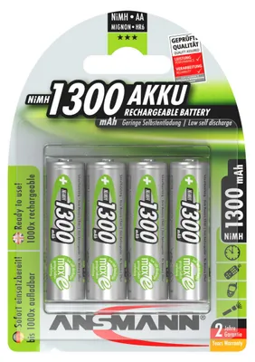 Produktbild von Ansmann NiMH-Akku Mignon 1300mAh 4er-Blister