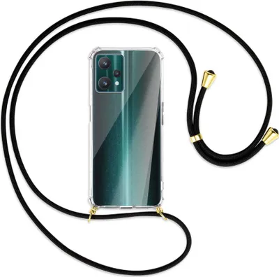 Produktbild von Handykette Backcover-Schutzhülle mit Band (Metall goldfarben) für Realme 9 Pro 5G - schwarz