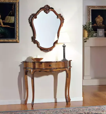 Produktbild von Eleganter Brauner Konsolentisch Spiegel Klassisch Schlafzimmer Set