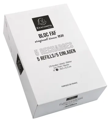 Produktbild von Exacompta Schachtel mit 5 Einlagen für Block FAF blanko, 18,5x11,5cm - 12213E