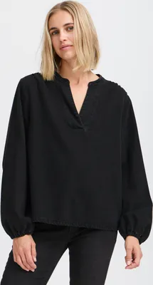 Produktbild von Pulz Jeans PZMalia Damen Bluse Blusenshirt Shirt mit V-Ausschnitt 100% Baumwolle Oversize