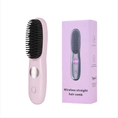 Immagine prodotto di INF Spazzola lisciante senza fili: ricaricabile, portatile, 3 temperature Rosa
