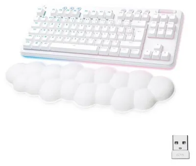 Produktbild von Logitech G G715, Kabellos, RF Wireless + Bluetooth, Mechanischer Switch, AZERTY, RGB-LED, Weiß
