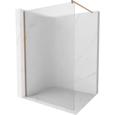 Zdjęcie produktu dla Mexen Kioto ścianka prysznicowa Walk-in 120 x 200 cm, prążki 8 mm, miedź szczotkowana - 800-120-101-65-09