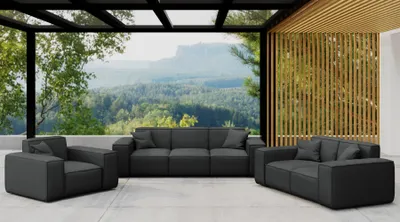 Produktbild von Kaiser Möbel Gartenmöbel-Set 3 2 1 für Garten, Terrasse, Gartenmöbel, MALIBU Lounge-Set, gemütlich und komfortabel Schwarz