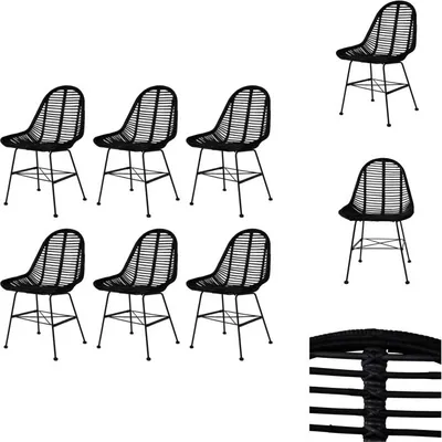 Produktbild von vidaXL Esszimmerstühle 6 Stk. Schwarz Natur Rattan - Esszimmerstühle