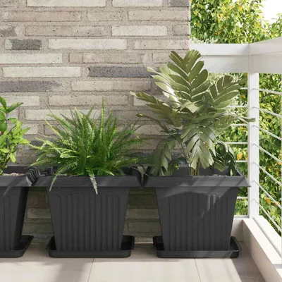 Image de Maison Exclusive - Pot de fleurs carré, lot de 6, noir, 43 x 43 x 33,5 cm