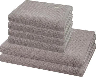 Produktbild von Ross Pique 4 X Handtuch 2 X Duschtuch im Set Piqué Frottier aus Baumwolle 520 g/m², Saugstark weich pflegeleicht trocknergeeignet, Gewebte Bordüre mit gesticktem Emblem