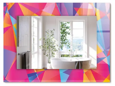 Produktbild von Bunte geometrische Muster – Rechteckiger Spiegel mit Druck 80x60 cm – Modern - Dekorativ für die Wand