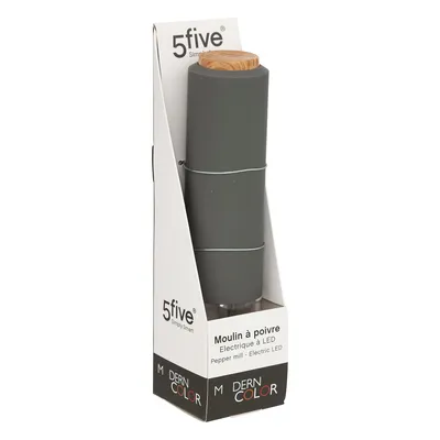Immagine prodotto di 5five Simply Smart | Macinapepe elettrico - Colore moderno - Grigio - Con illuminazione a LED - Macina Vetroceramica - Macina