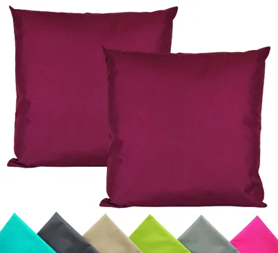 Produktbild von JACK 2er Set 40x40cm Outdoor Kissenhülle Kissenbezug Wasserfest Sitzkissen Lounge Kissen Garten Stuhl Lotus Effekt, Farbe:Bordeaux