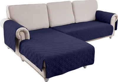 Produktbild von 2er Set Sofabezug L-Form Sofaschoner Universal Wasserdicht Reversibel Gesteppte Gepolsterter Sofaschutz Sofaüberwurf Möbelschutz, Größe: S, Blau