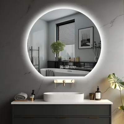 Zdjęcie produktu dla IREDA Lustro łazienkowe z oświetleniem LED, okrągłe, 50 cm