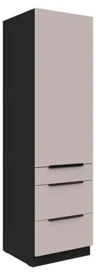 Produktbild von Küchen Hochschrank 60 cm ARONA Kaschmir beige + Schwarz matt Küchenzeile Küchenblock Küche