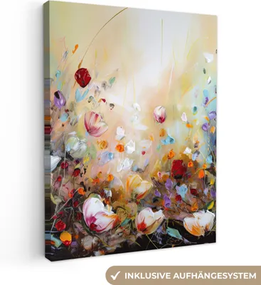 Produktbild von Leinwand Bilder 60x80 cm - Blumen - Ölfarbe - Natur, Bilder, Deko, Wanddeko, Leinwand Bilder