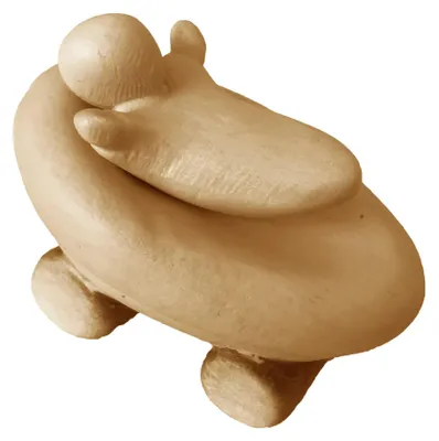 Krippenfigur mit Holzwiege, 8 cm, handbemaltes Holz