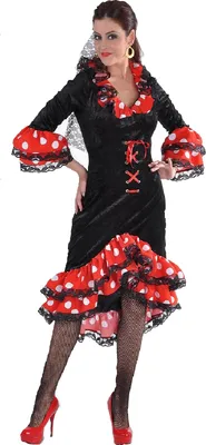 Produktbild von M213182-L schwarz-rot Damen Spanierin Flamenco Lady Gr.L