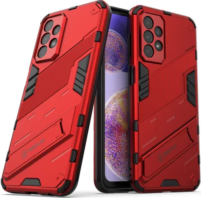 Produktbild von Armor Hülle für Samsung Galaxy A23 5G/4G, Hybrid PC TPU Bumper Stoßfestes Schutzhülle mit Standfunktion Rot