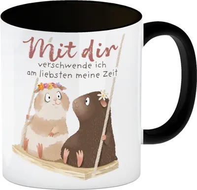 Produktbild von Meerschweinchen Kaffeebecher in schwarz mit Spruch Mit dir ist