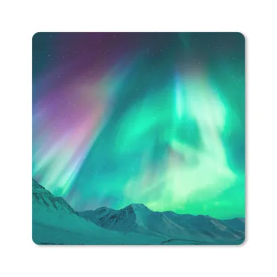 Produktbild von MuchoWow® Mauspad Mousepad Nordlichter - Berg - Nacht 20x20 cm - Mousepads - Maus Mat - Pad - Mausunterlage - Desk Mat - Bureauartikeln