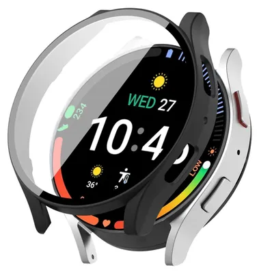 Produktbild von 360 Grad Smartwatch Hülle für Samsung Galaxy Watch6 40 mm mit Displayschutz Case Watch Cover Bumper Rundum Schutzhülle Uhr Bildschirmschutz Schwarz