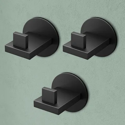 Produktbild von Mai & Mai Kleiderhaken 3 Stück Wandgarderobe Wandhaken aus Edelstahl Garderobenleiste Garderobenhaken 6cm Matt schwarz Stalo-08