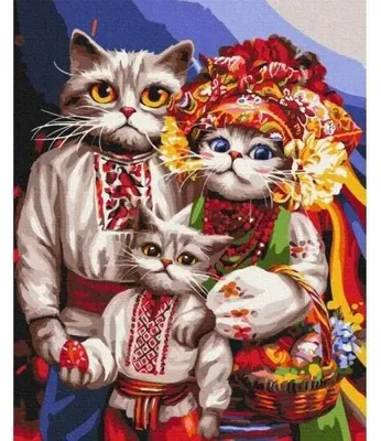 Immagine prodotto di Dipingere seguendo i numeri - Famiglia di gatti 40x50 cm - Il tuo hobby