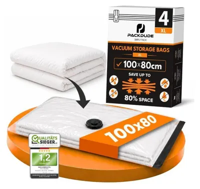Obrázok produktu pre Vákumové vaky XL, 4 kusy, rozmery 100x80 cm, vhodné na prikrývky a oblečenie