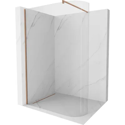 Obrázek produktu pro Mexen Kioto zaoblená sprchová stěna Walk-in 100 x 200 cm, transparentní 8 mm, kartáčovaná měď - 800-100-101-65-06