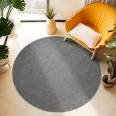 Produktbild von Teppich Wohnzimmer Schlafzimmer Läufer Esszimmer Küchenteppich Einfarbiges Design Flauschig Weich Farbe : Hellgrau , Größe : 160 cm Rund