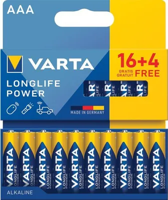 Produktbild von Varta Longlife Power AAA Alkaline Batterien, 16+4 Stück