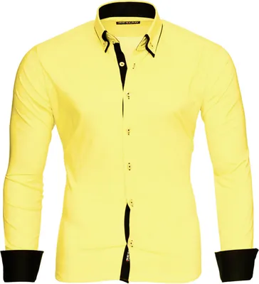 Produktbild von Reslad Herren Langarm Hemd Alabama RS-7050 Gelb-Schwarz 2XL