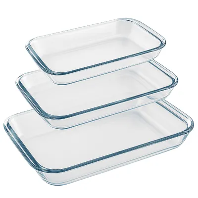 Produktbild von Auflaufform 3er Set Glasbräter Bräter Ofenform Lasagne Form Kuchenform rechteck