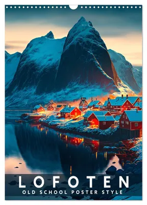 Produktbild von Lofoten - Old School Poster Style (Wandkalender 2027 DIN A3 hoch), CALVENDO Monatskalender