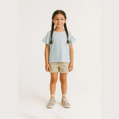 Immagine prodotto di Pantaloncini Minoti in cotone elasticizzato, grigi, taglia 98, per bambina