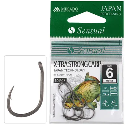 Immagine prodotto di MIKADO X-STRONG 10 ami da pesca feeder method forgiati estremamente forti ami da carpa #6