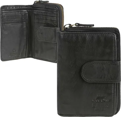 Produktbild von Bear Design Damen Geldbörse Leder Portemonnaie Geldbeutel 10 Kartenfächer black schwarz CL13550-black