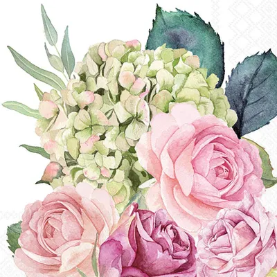 Produktbild von 20 Servietten Rose Garden - Rosengarten & Hortensien 33x33cm