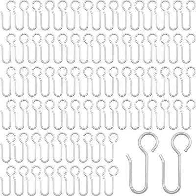 Produktbild von 80 Stück Silber Metall Gardinenhaken, Curtain Hooks zum Einhängen, Vorhanghaken, Vorhanghaken für Gardinen Ringe, für Gardinen und Vorhangringe (40 x 20 mm)