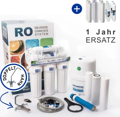 Produktbild von Umkehrosmoseanlage 6 Stufen RO6 Wasserfilter Mit Doppelt Hahn Und 1 Jahr Ersatz