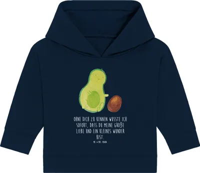 Produktbild von Mr. & Mrs. Panda Organic Baby Hoodie Avocado Kern rollt 24. - 36. Monat - French Navy - Geschenk, Kapuzenshirt, Wunder, Kapuzensweatshirt, Avocados, Liebe, Geburtstag