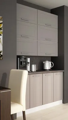 Produktbild von Küchenzeile "Kvantum" Nischenküche 8-teilig 120cm artisan eiche Front MDF beige matt
