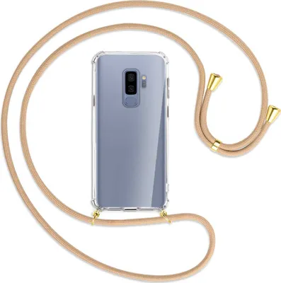 Produktbild von Handykette Backcover-Schutzhülle mit Band (Metall goldfarben) für Samsung Galaxy S9+ / S9 Plus - beige
